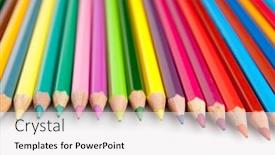  Presentation with color pencils - Cool new PPT theme with group of color pencils over white backdrop and a white colored foreground
