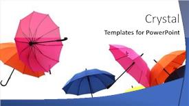  Presentation with color - Colorful PPT theme enhanced with group-of-color-umbrellas backdrop and a white colored foreground