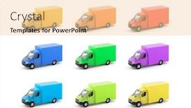  Presentation with trucks - Cool new slide deck with group-of-colorful-cargo-delivery backdrop and a lemonade colored foreground