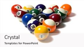  Presentation with billiard - Presentation enhanced with group of colorful pool balls background and a white colored foreground