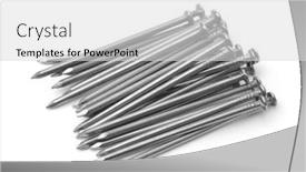  Presentation with nails - Audience pleasing PPT theme consisting of group-of-common-steel-nails backdrop and a light gray colored foreground