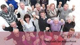  Presentation with people - Presentation theme having group-of-confident-mature-people background and a violet colored foreground