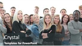  Presentation with people - Slide set having group-of-confident-young-people background and a dark gray colored foreground