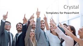  Presentation with people - Slide set consisting of group-of-confident-young-people background and a white colored foreground