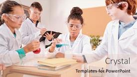  Presentation with group - Slide deck having group-of-contemporary-schoolchildren-mixing background and a lemonade colored foreground