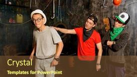  Presentation with hang - Cool new presentation design with group of cool guys hang out in the garage hip-hop style backdrop and a tawny brown colored foreground