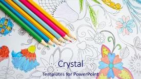  Presentation with crayons - Theme with group of crayons background and a sky blue colored foreground