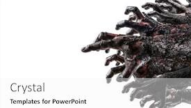  Presentation with creepy - Colorful presentation enhanced with group-of-creepy-zombie-hands backdrop and a white colored foreground