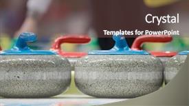  Presentation with curling - PPT theme featuring group of curling rocks background and a tawny brown colored foreground