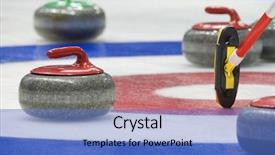  Presentation with rocks - PPT theme featuring group of curling rocks background and a teal colored foreground