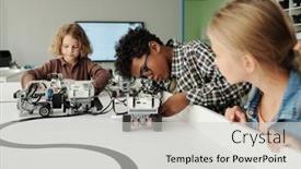  Presentation with intercultural - PPT layouts featuring group-of-cute-intercultural-schoolchildren background and a light gray colored foreground