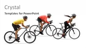  Presentation with cyclist - Slide set having group-of-cyclist-riding-fast background and a white colored foreground