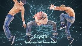  Presentation with 3d illustration abstract concept - PPT theme having group of dancer in dancing background and a ocean colored foreground