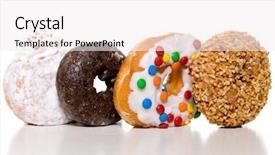  Presentation with donuts - Slides consisting of group of delicious donuts background and a  colored foreground