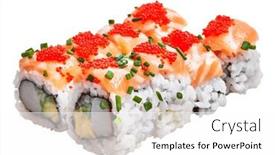  Presentation with salmon - PPT layouts featuring group-of-delicious-salmon-uramaki background and a white colored foreground