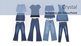  Presentation with jeans denim - Audience pleasing PPT theme consisting of group-of-denim-jeans backdrop and a light blue colored foreground