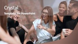  Presentation with new ideas - Amazing PPT theme having group of designers discussing new backdrop and a gray colored foreground