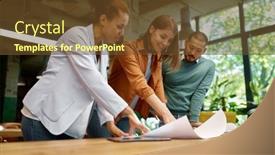  Presentation with coworking - Slides consisting of group-of-designers-multiethnic-team background and a tawny brown colored foreground