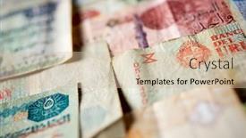  Presentation with banknotes - Presentation theme having group-of-different-banknotes background and a  colored foreground