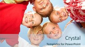  Presentation with children from different cultures - Cool new slides with group of different children having backdrop and a sky blue colored foreground