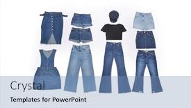  Presentation with jeans denim - Presentation design with group-of-different-denim-jeans background and a teal colored foreground