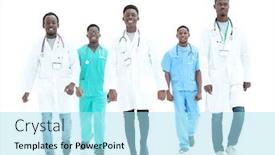  Presentation with rescue - Cool new presentation with group-of-different-doctors-rush backdrop and a light blue colored foreground