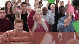  Presentation with different - Presentation theme consisting of group-of-different-people background and a tawny brown colored foreground