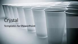  Presentation with recycle plastic - Theme having group of disposable plastic cup background and a light gray colored foreground