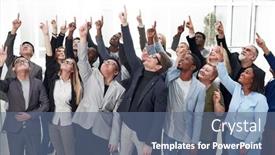  Presentation with diverse business people - Colorful presentation design enhanced with group-of-diverse-business-people backdrop and a ocean colored foreground