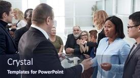  Presentation with diverse business people - Audience pleasing PPT layouts consisting of group-of-diverse-business-people backdrop and a wine colored foreground