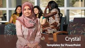  Presentation with diverse students - Colorful PPT theme enhanced with group of diverse college students wearing their traditional attire in the university campus backdrop and a tawny brown colored foreground