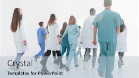  Presentation with rescue - Theme enhanced with group-of-diverse-doctors-rush background and a light blue colored foreground