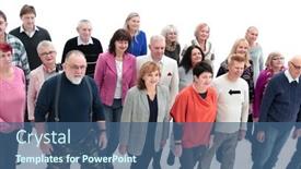  Presentation with diverse people - Colorful presentation theme enhanced with group-of-diverse-elderly-people backdrop and a ocean colored foreground