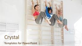  Presentation with diverse women - Presentation theme with group of diverse fit women background and a sky blue colored foreground