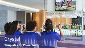  Presentation with bar - Slide set enhanced with group-of-diverse-friends-sitting background and a ocean colored foreground