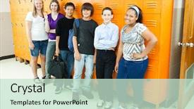  Presentation with diverse high school students - Theme consisting of group of diverse high school background and a soft green colored foreground