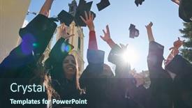  Presentation with diverse students - PPT theme with group-of-diverse-international-graduating background and a tawny brown colored foreground