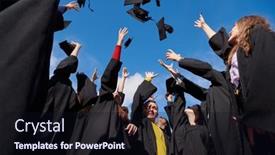  Presentation with diverse students - Presentation theme having group-of-diverse-international-graduating background and a wine colored foreground