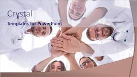  Presentation with diverse medical - PPT theme featuring group-of-diverse-medical-professionals background and a sky blue colored foreground