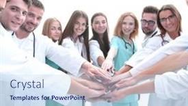  Presentation with diverse medical - Beautiful theme featuring group-of-diverse-medical-professionals backdrop and a sky blue colored foreground