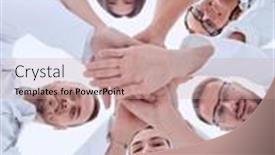  Presentation with diverse medical - Presentation design featuring group-of-diverse-medical-professionals background and a coral colored foreground