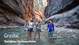  Presentation with diverse people - Slide deck with group-of-diverse-people-hiking background and a gray colored foreground