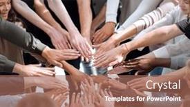  Presentation with diverse people - Amazing PPT layouts having group-of-diverse-people-joining backdrop and a coral colored foreground