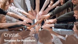  Presentation with diverse people - PPT theme consisting of group-of-diverse-people-joining background and a violet colored foreground