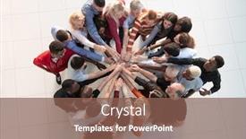  Presentation with diverse people - Colorful presentation theme enhanced with group-of-diverse-people-standing backdrop and a violet colored foreground