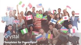  Presentation with diverse people - Presentation featuring group-of-diverse-people-standing background and a gray colored foreground