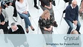  Presentation with diverse people - Presentation theme enhanced with group-of-diverse-people-talking background and a sky blue colored foreground