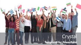  Presentation with diverse people - Slides featuring group-of-diverse-people background and a  colored foreground