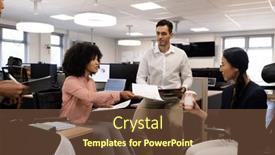  Presentation with corporation - PPT theme with group-of-diverse-people background and a tawny brown colored foreground