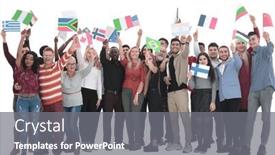  Presentation with diverse people - Presentation design with group-of-diverse-people background and a gray colored foreground
